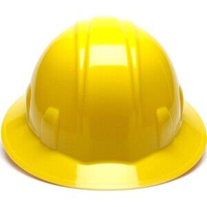 PYRAMEX SAFETY FULL BRIM HARD HAT YELLOW W/ 4 POINT RATCHET SUSPENSION HP24130